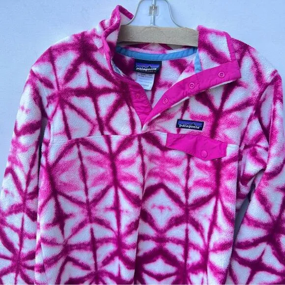 Patagonia patterned small fleece jacket s pink