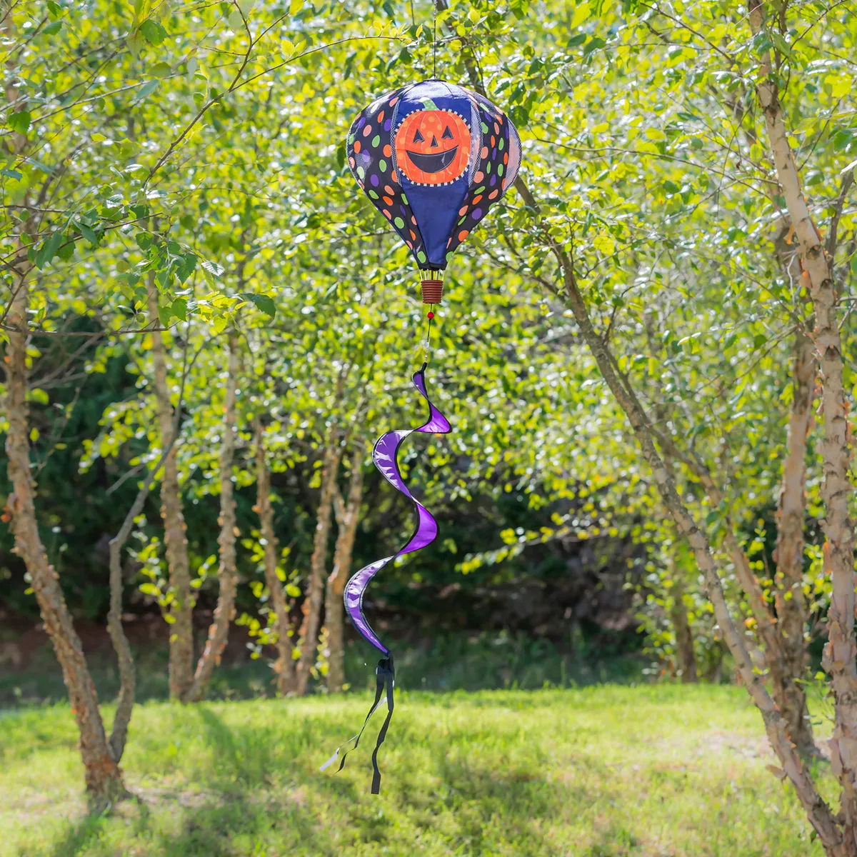 Patterned Jack-o-Lantern Burlap Balloon Spinner