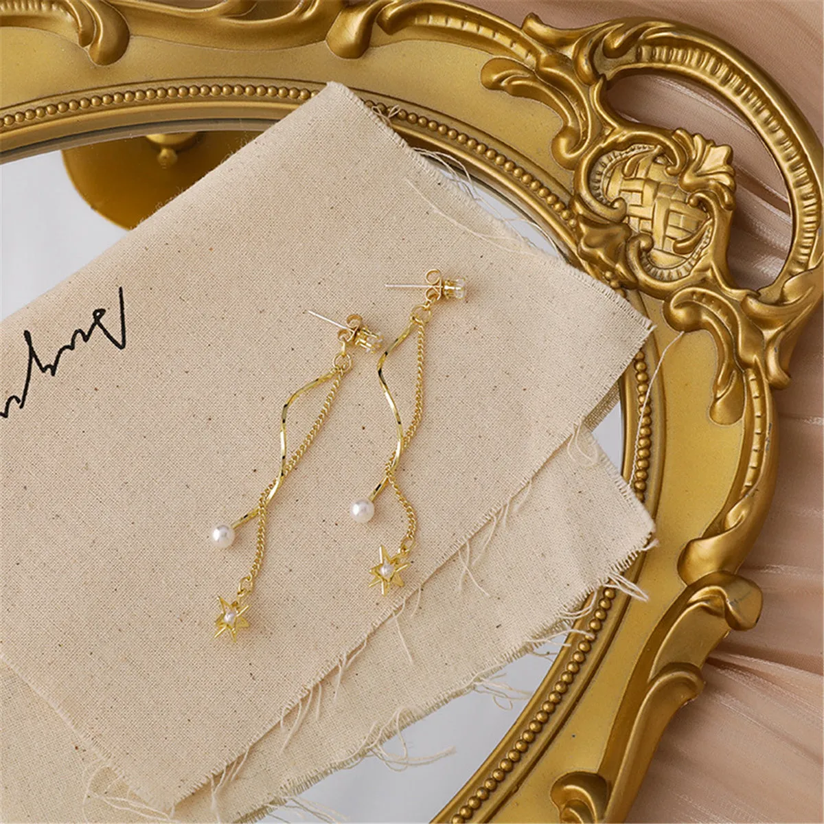 Pearl & Cubic Zirconia 18K Gold-Plated Star Tassel Drop Earrings