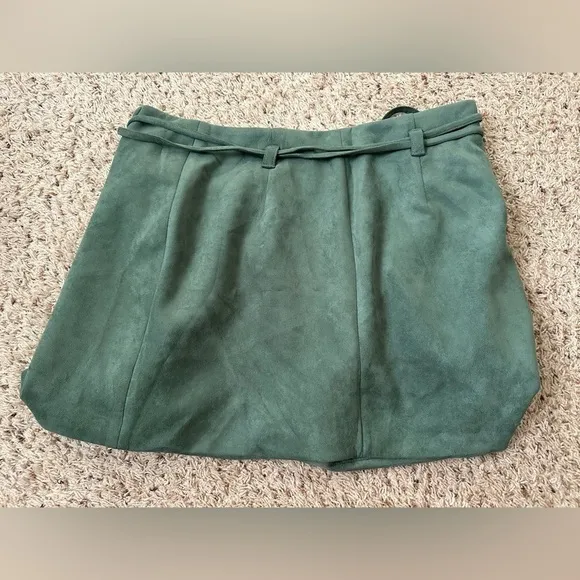 Pink Lily OTHER HALF OF ME OLIVE TIE WAIST SUEDE SKIRT Size M-Medium