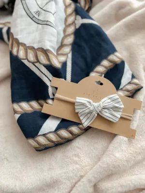 Pop Ya Tot Bow Headband - Pinstripe