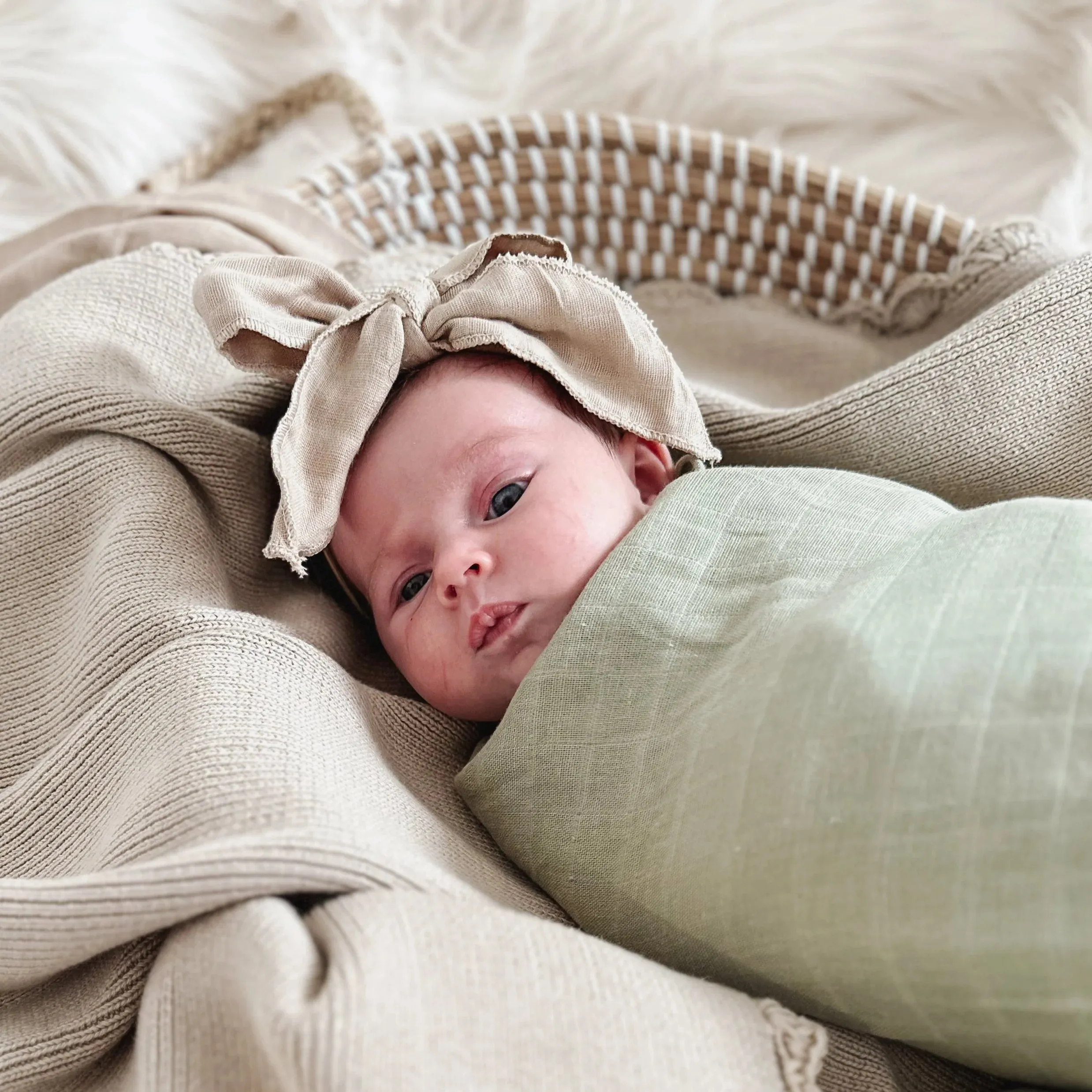 Pop Ya Tot Muslin Top Knot Headband - Sand