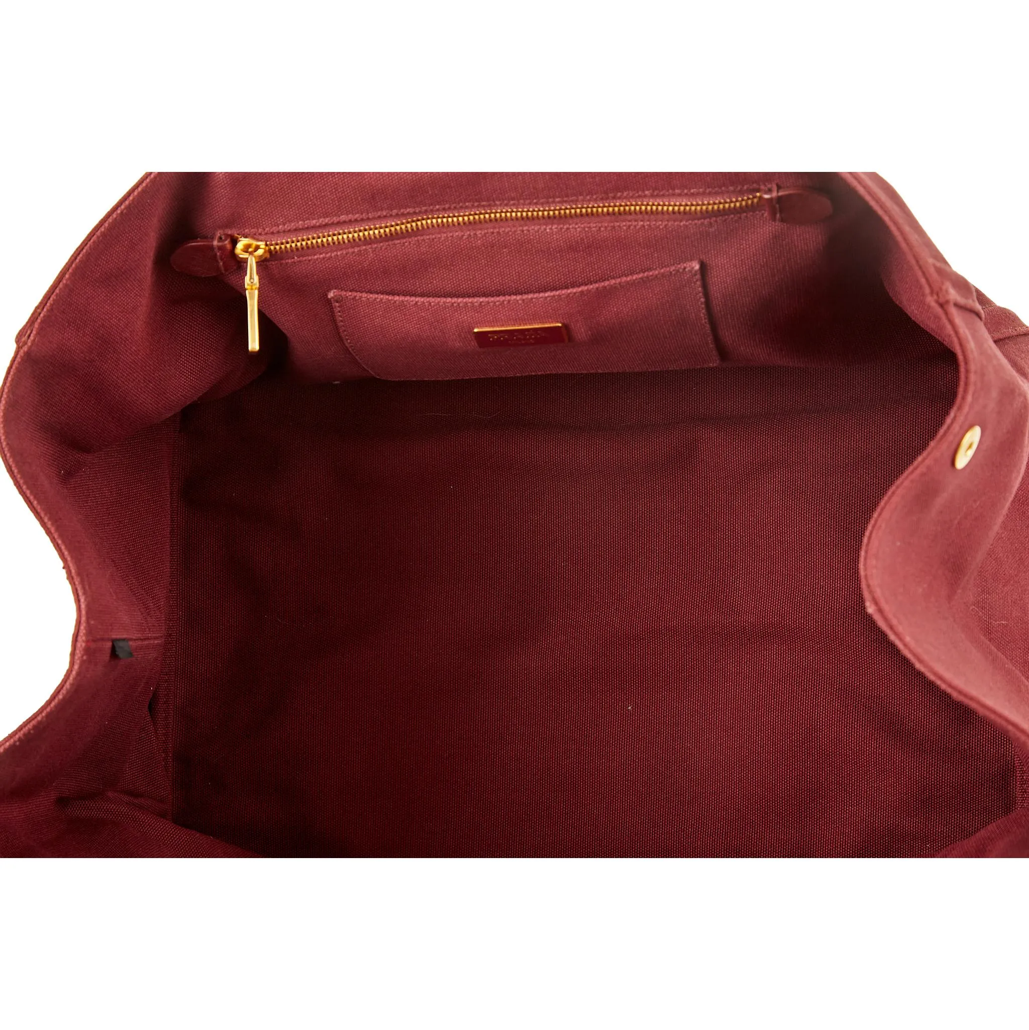 Prada Maroon Rhinestone Canapa Tote