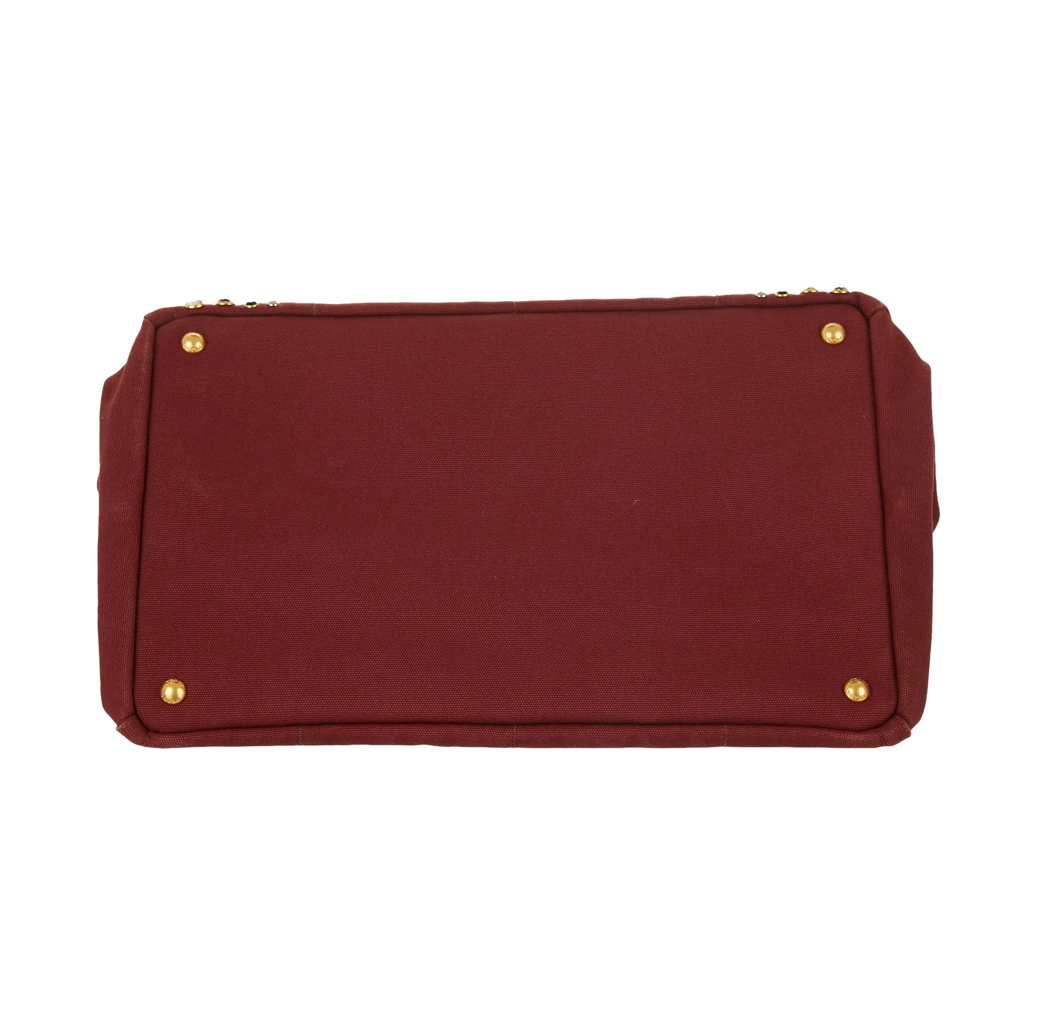 Prada Maroon Rhinestone Canapa Tote