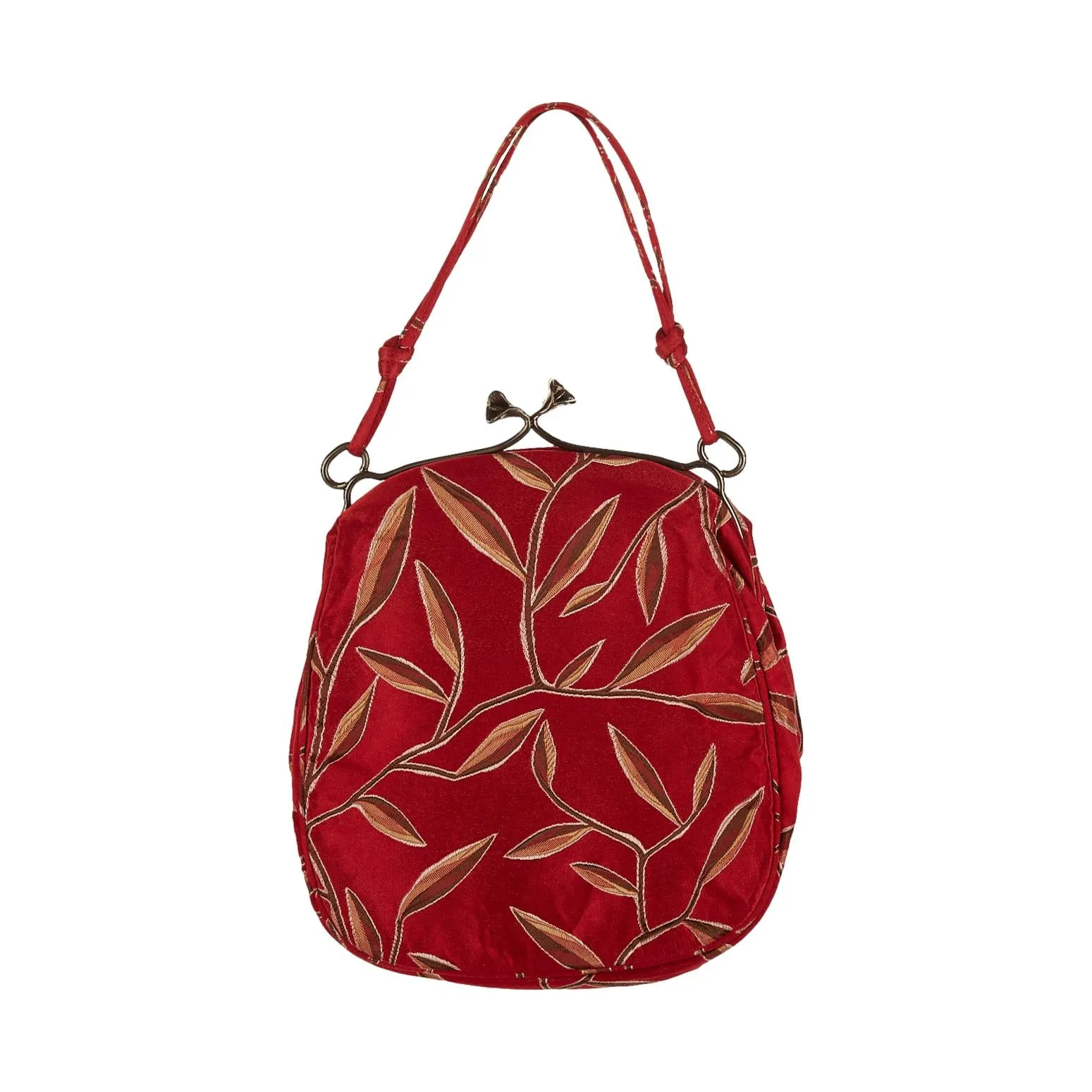 Prada Red Floral Print Kiss Lock Bag