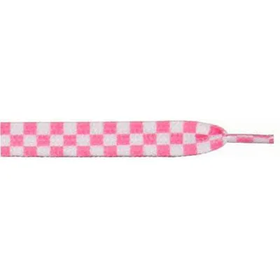 Printed Flat 9/16" - White/Pink Checker Large (12 Pair Pack) Shoelaces