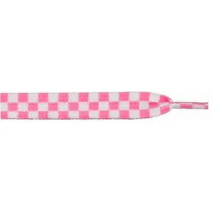 Printed Flat 9/16" - White/Pink Checker Large (12 Pair Pack) Shoelaces