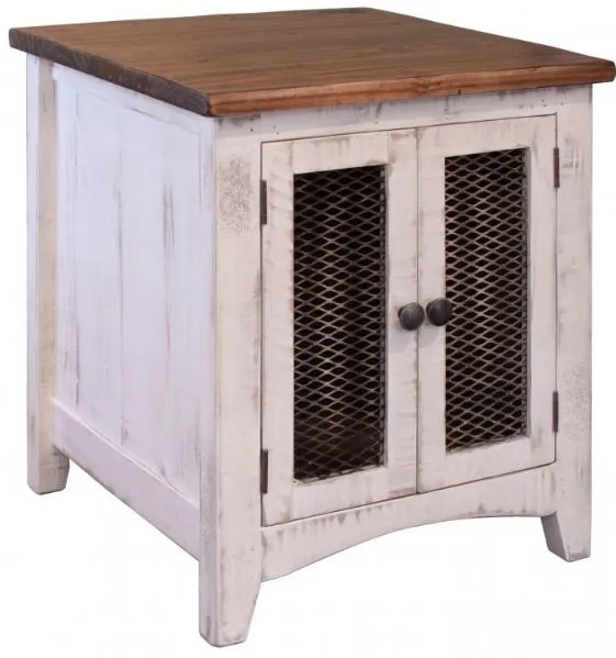 Pueblo White End Table