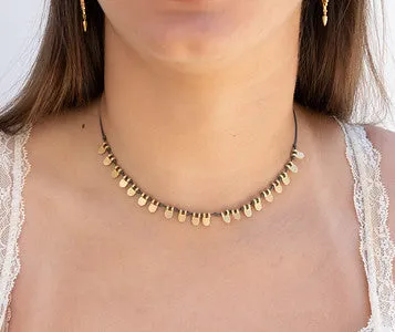Rustic gold flakes necklace