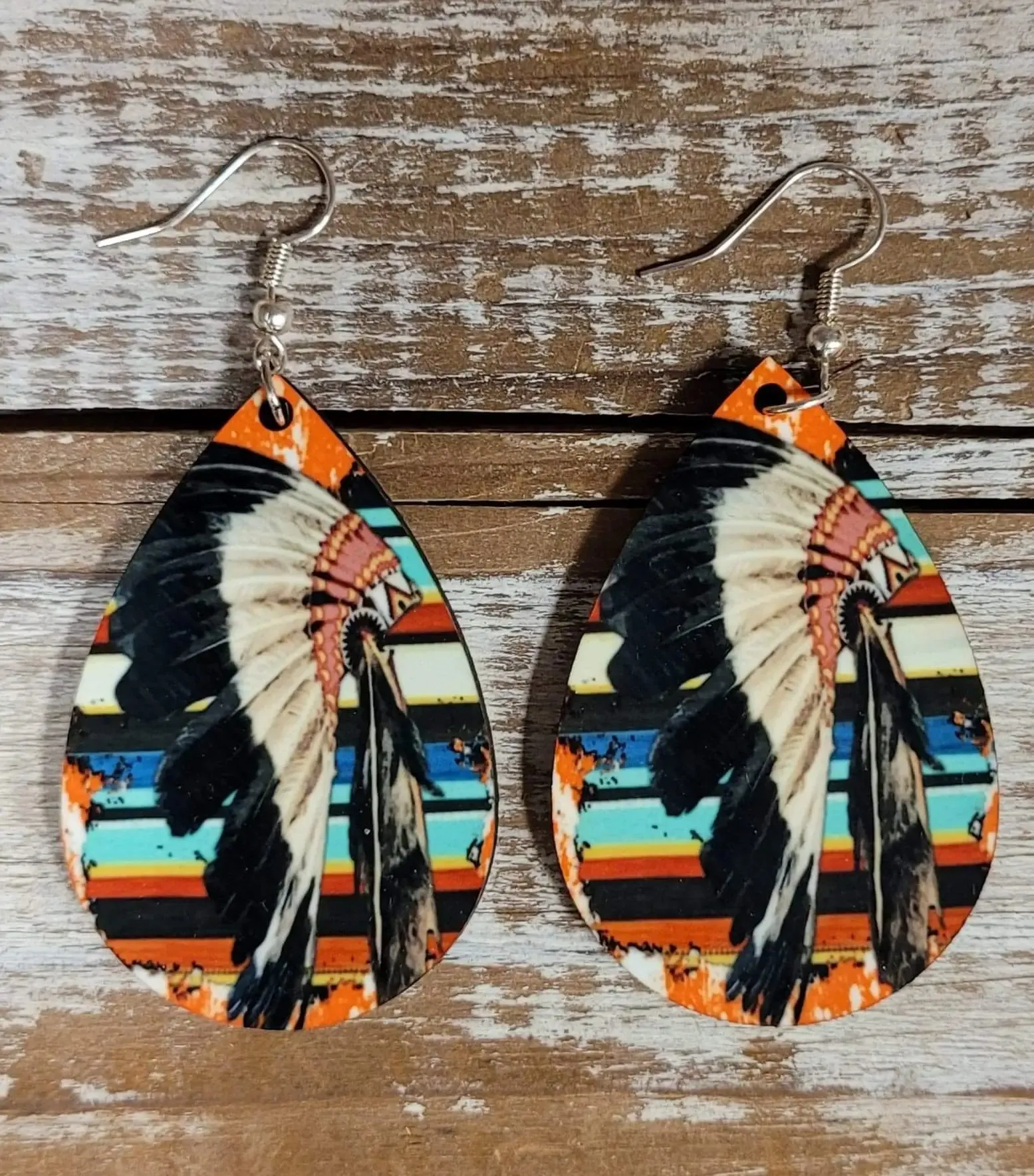 Rustic Headdress Wood Earrings