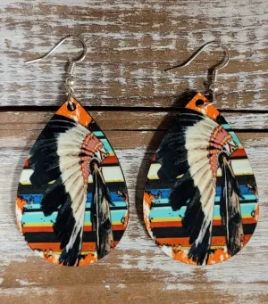Rustic Headdress Wood Earrings