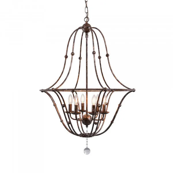 Rustic Metal & Glass Chandelier