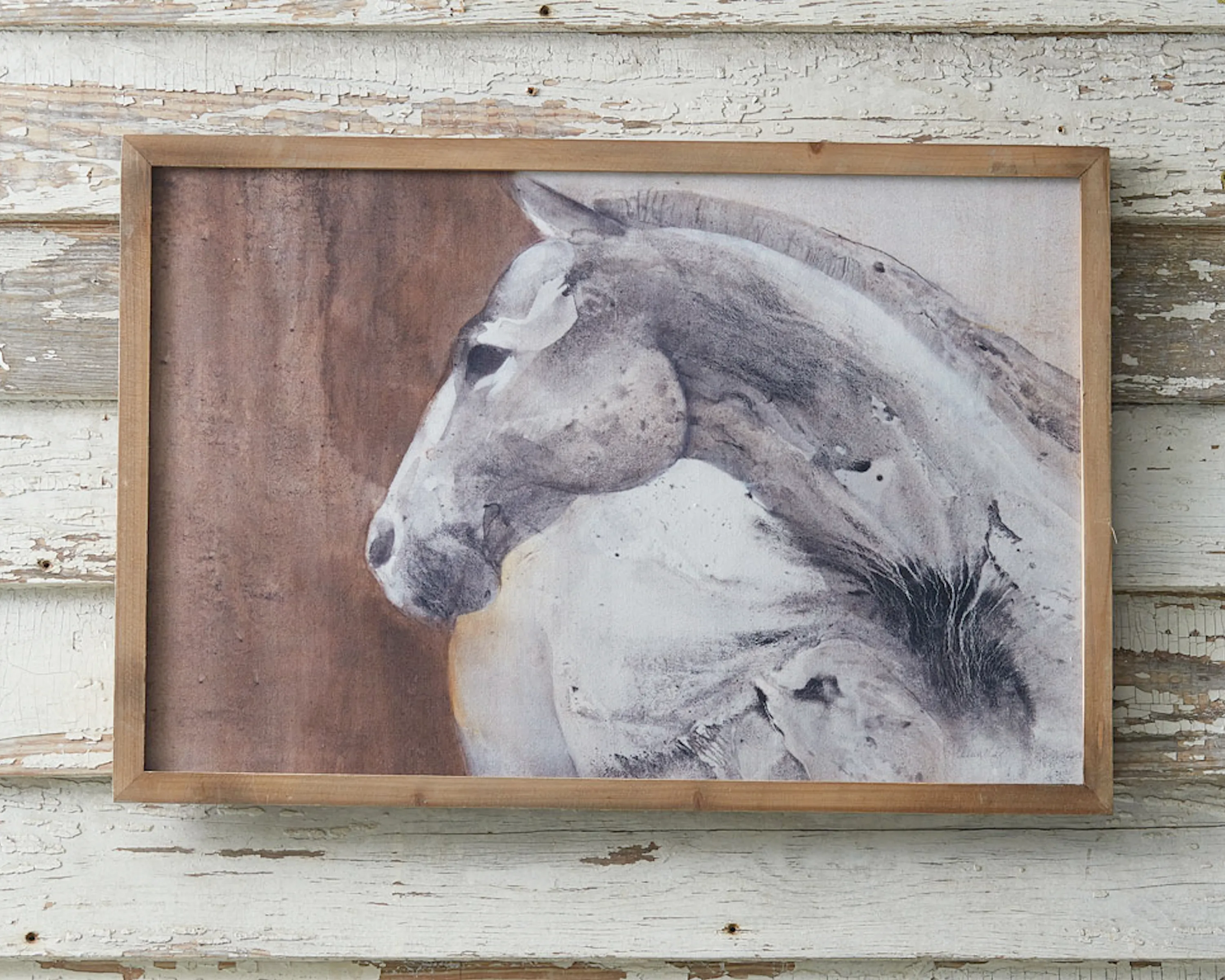 Rustic peering horse wall artwork print