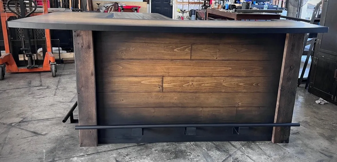 Rustic plank goodtimes bar, L shape bar , rustic wood bar , coastal bar , home bar , custom bar , farmhouse bar, wine bar , whisky bar