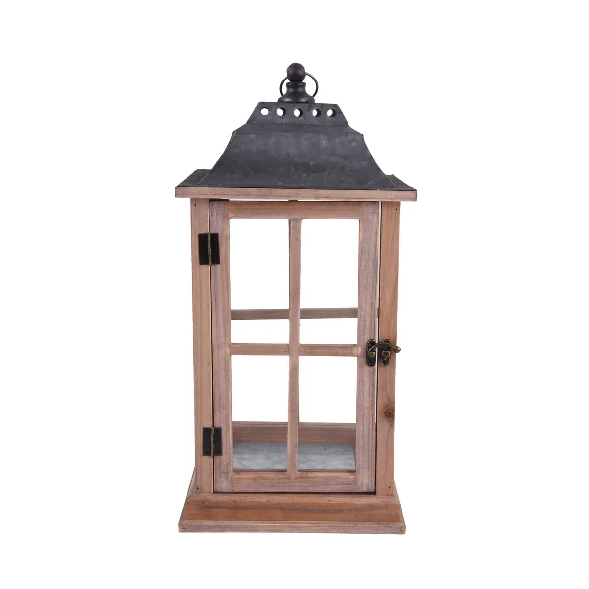 Rustic Wood Candle Holder Lantern, Medium
