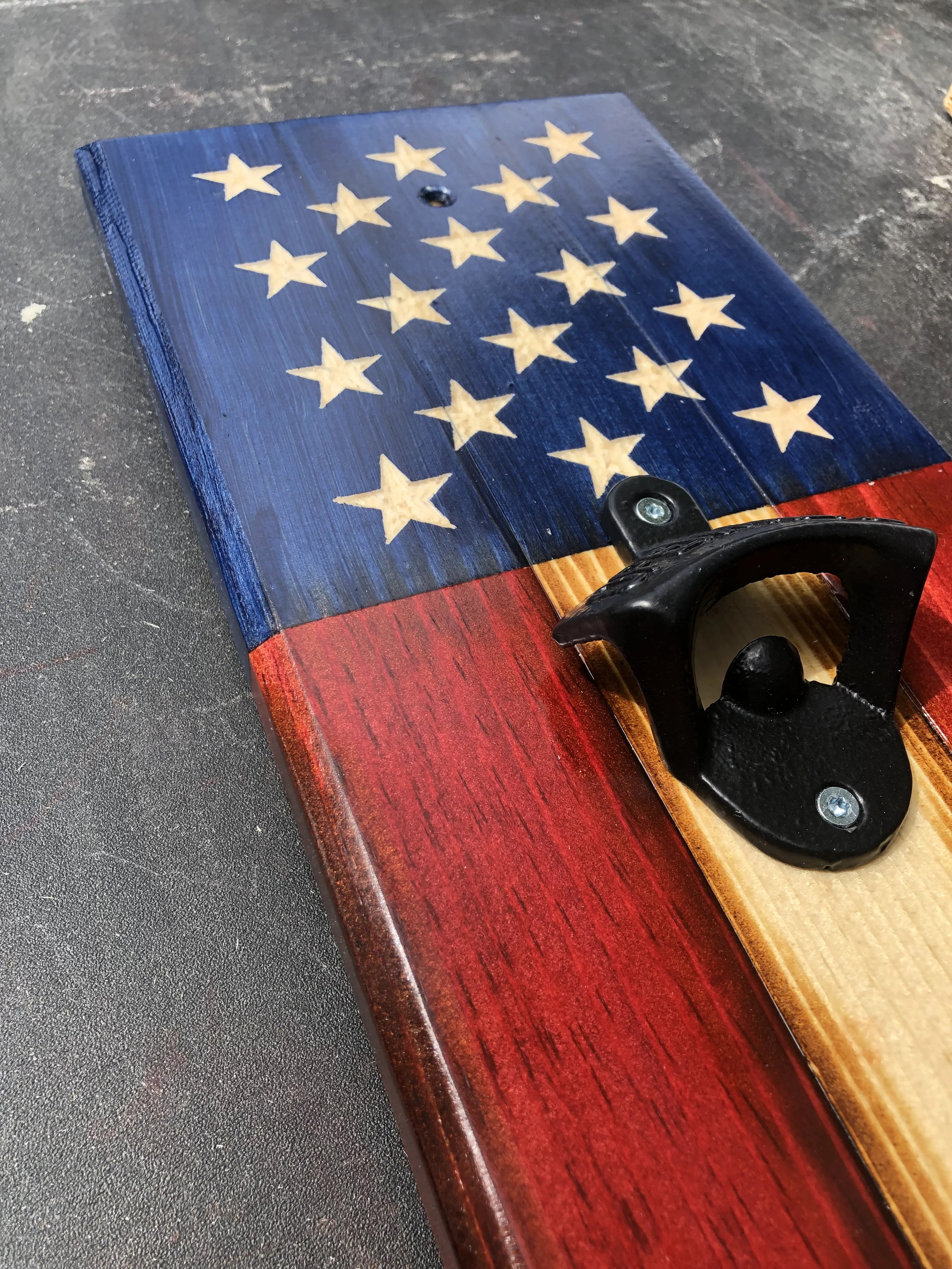 Rustic Wood Flag Bottle Opener