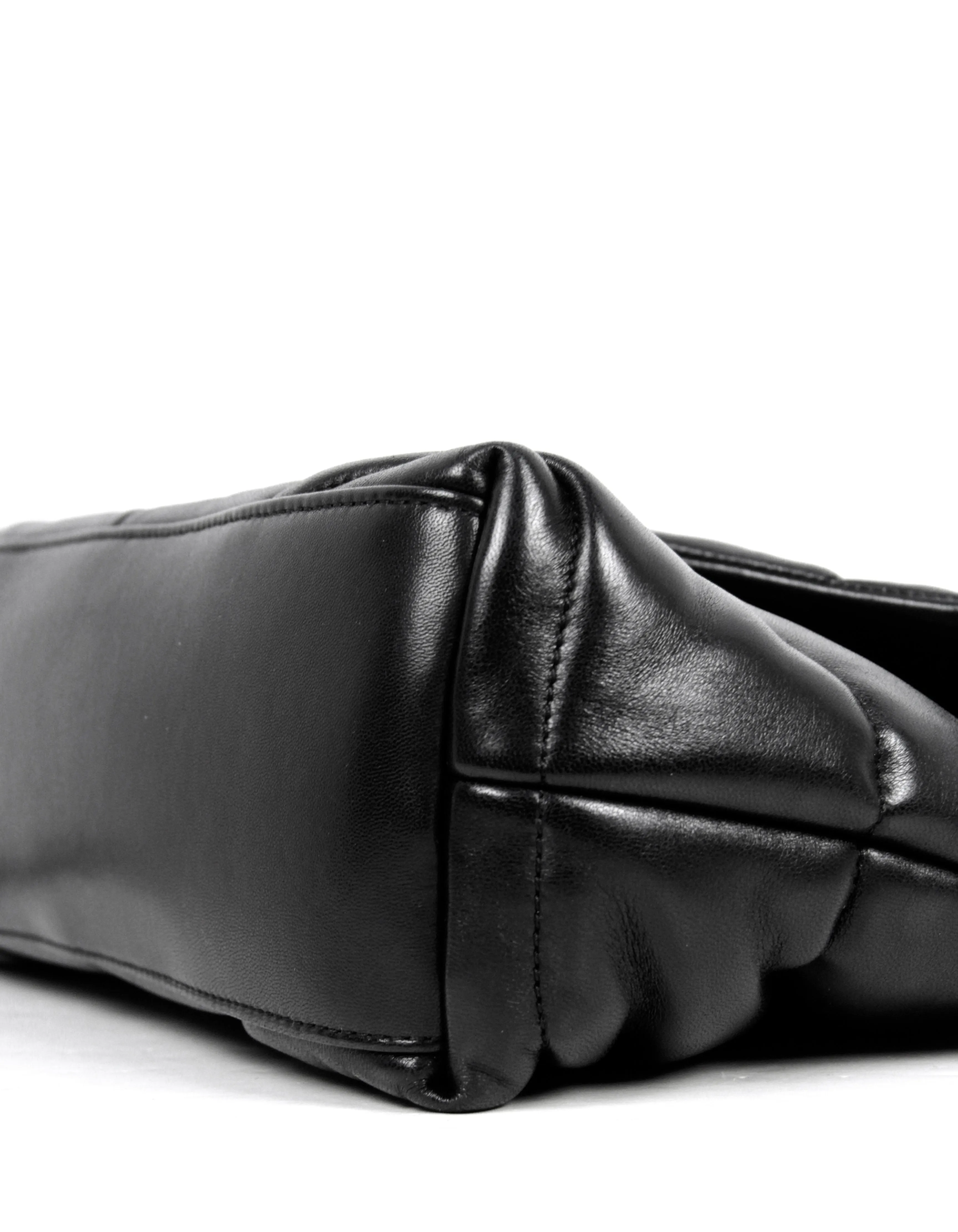 Saint Laurent Black on Black Leather Small Loulou Puffer Bag