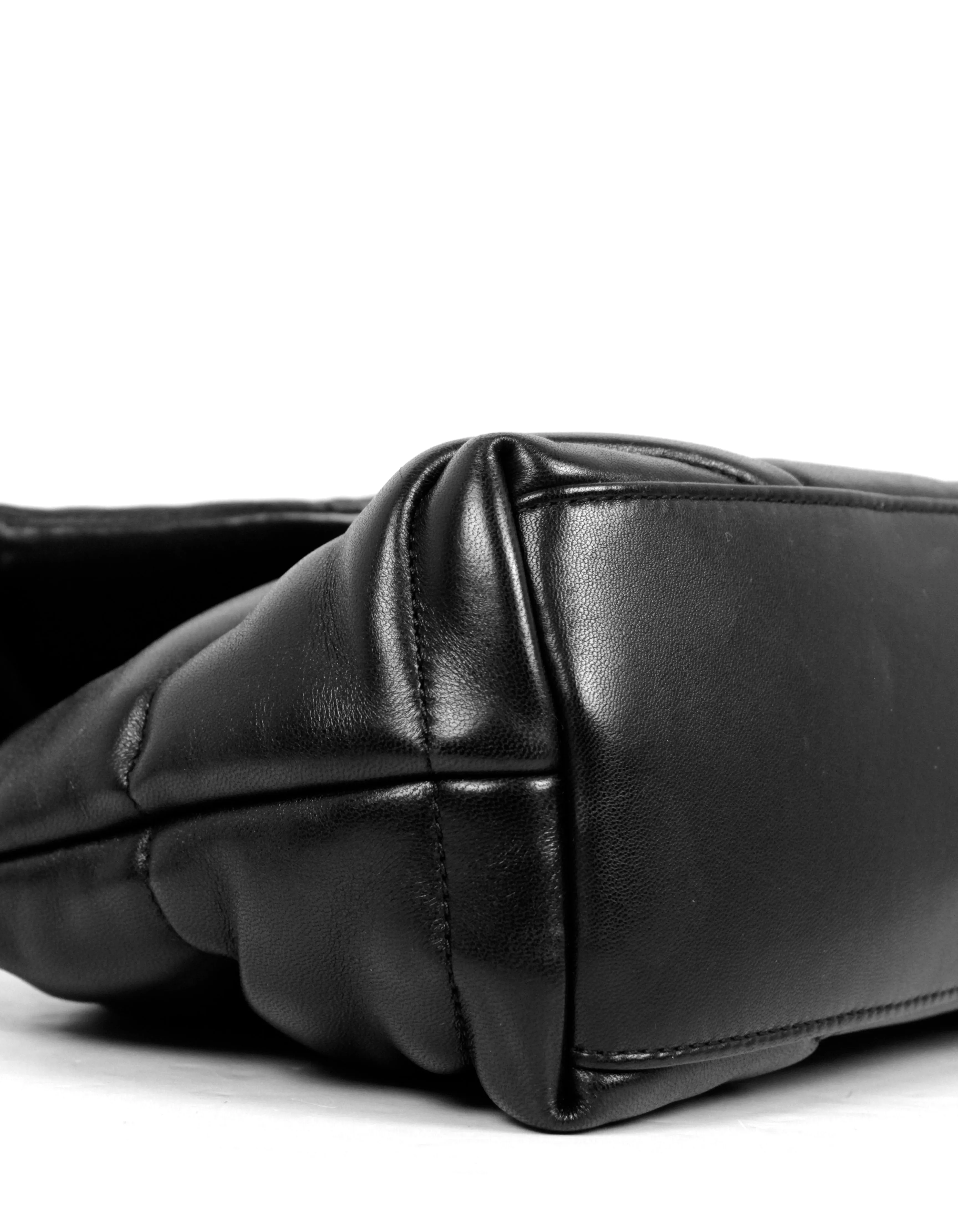 Saint Laurent Black on Black Leather Small Loulou Puffer Bag
