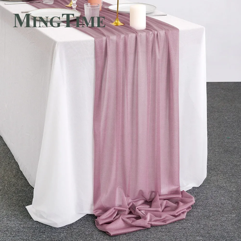 Sheer Chiffon Luxury Solid Colorful Table Runner, Wedding Party, Shower, Birthday