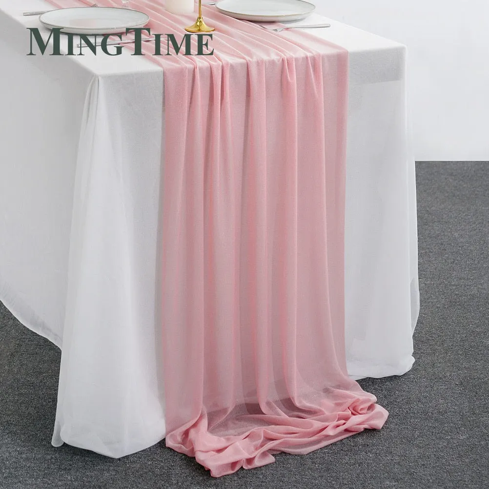 Sheer Chiffon Luxury Solid Colorful Table Runner, Wedding Party, Shower, Birthday