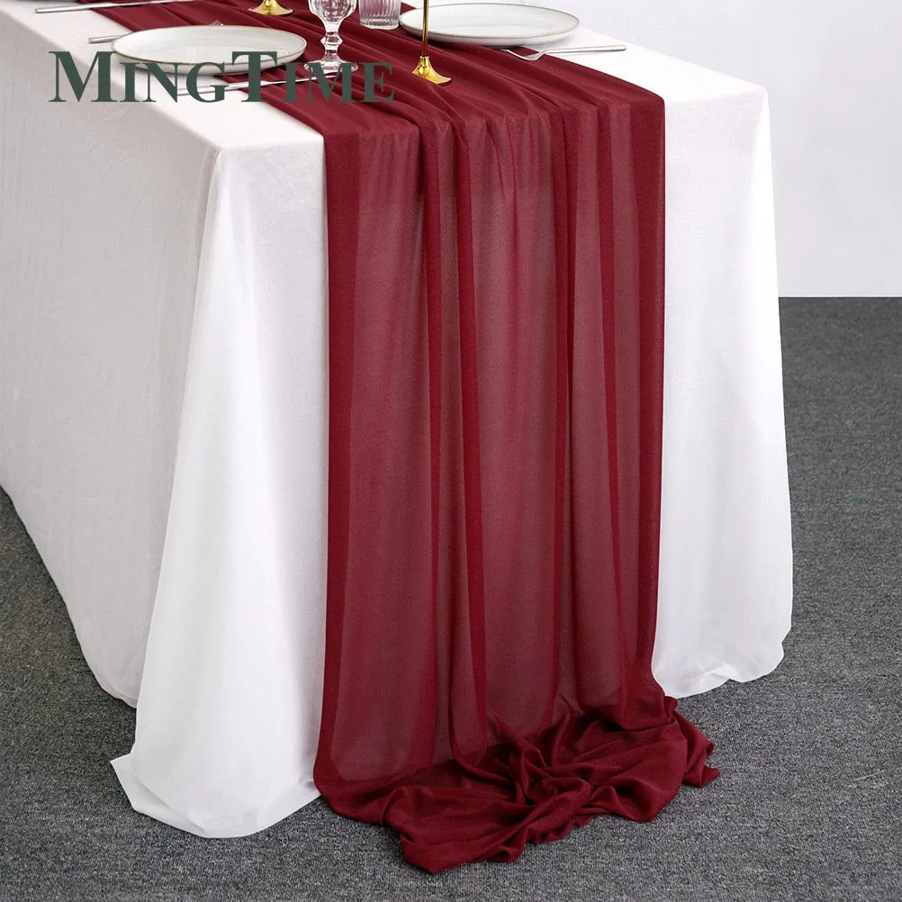 Sheer Chiffon Luxury Solid Colorful Table Runner, Wedding Party, Shower, Birthday