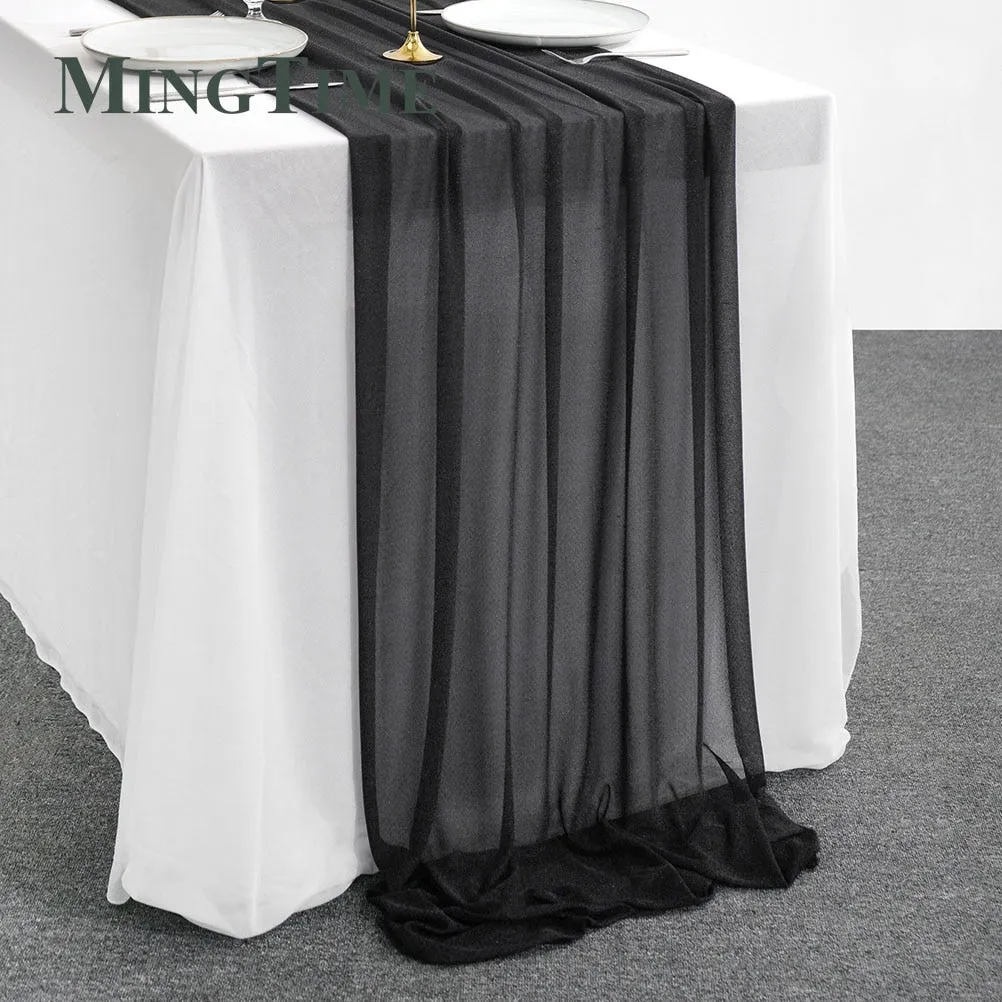 Sheer Chiffon Luxury Solid Colorful Table Runner, Wedding Party, Shower, Birthday