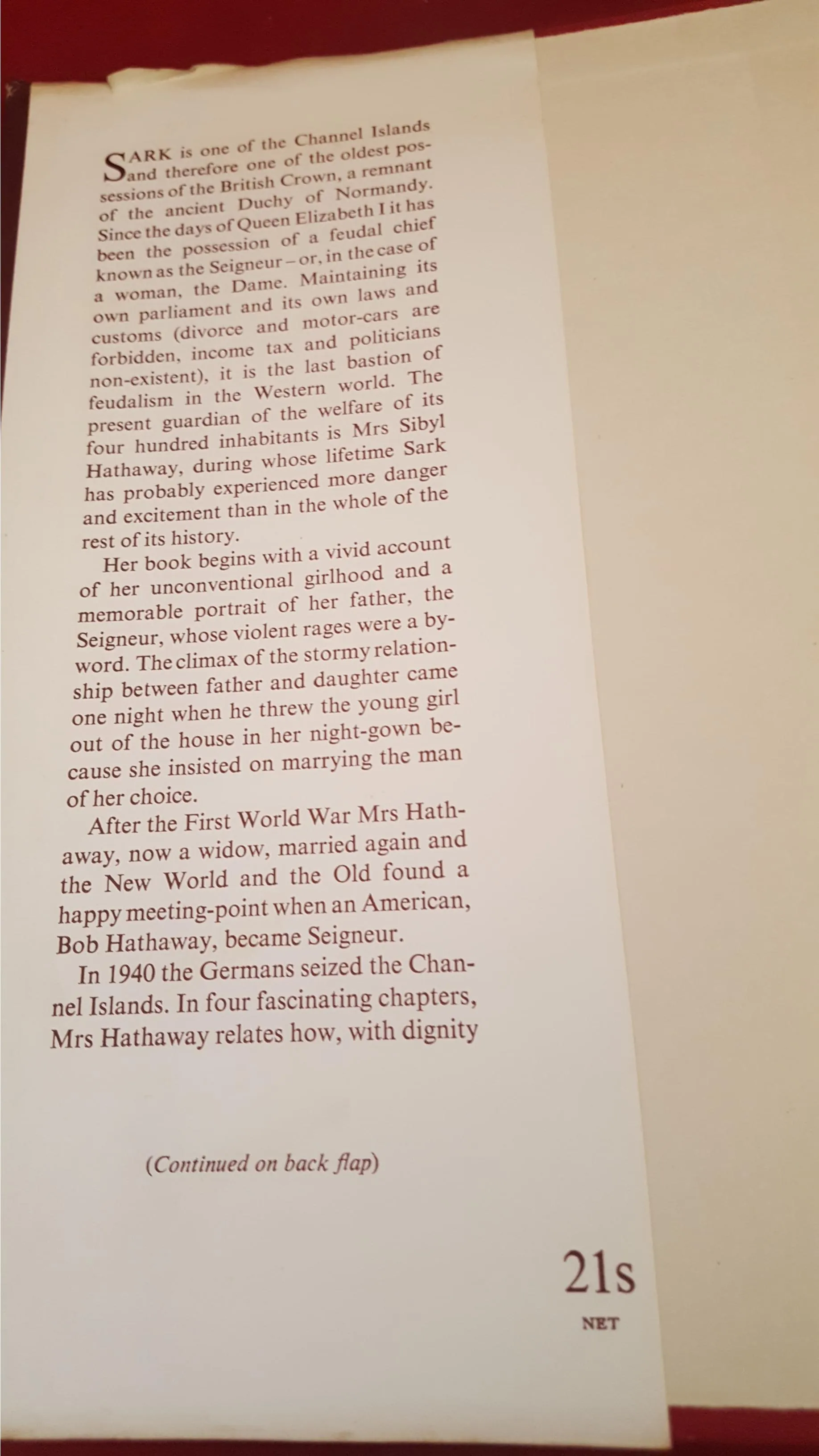 Sibyl Hathaway - Dame of Sark, Heinemann, 1961, First Edition, Signed