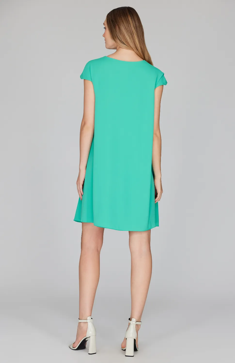 Silk Georgette Cap Sleeve Trapeze Dress