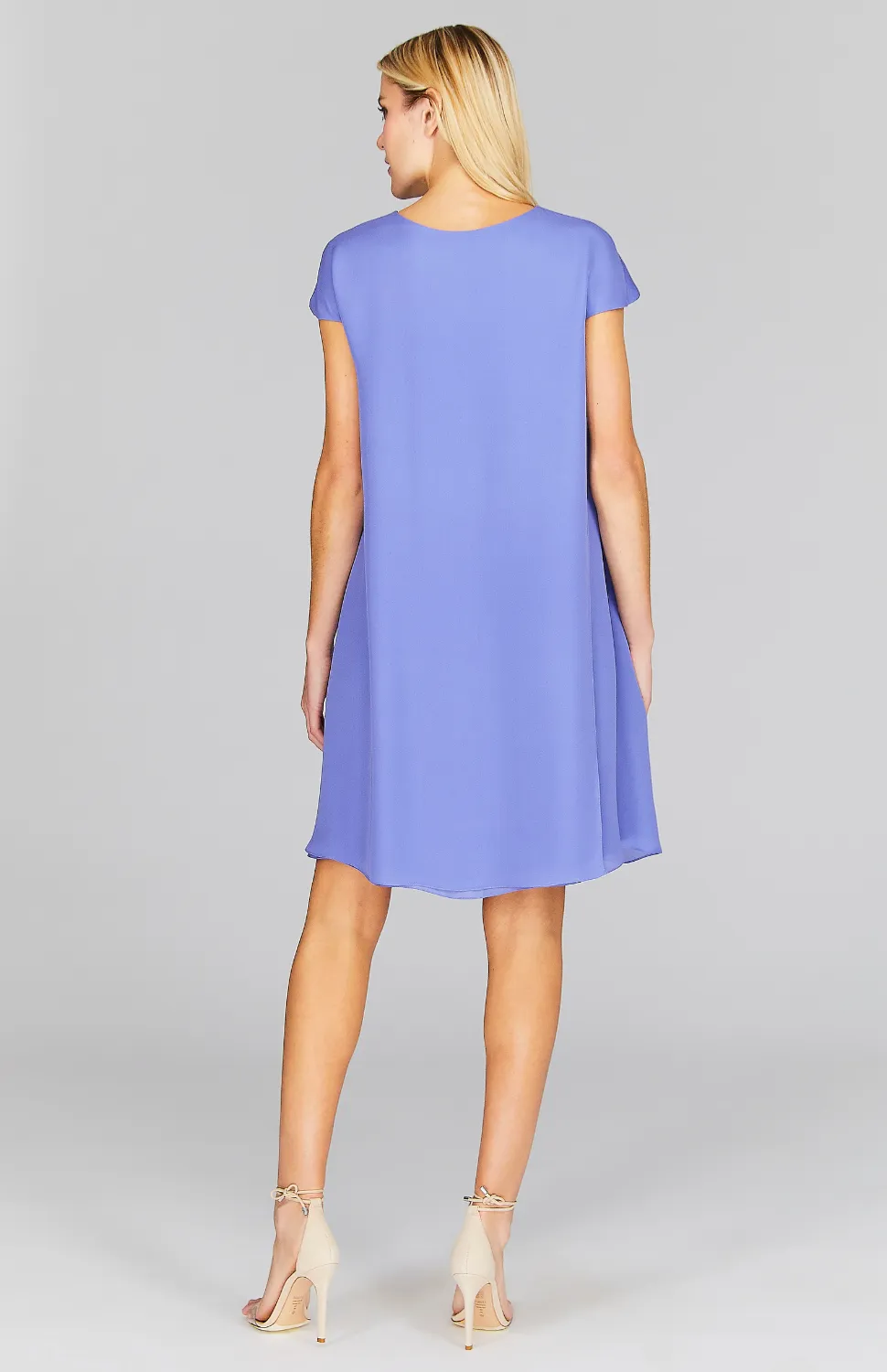 Silk Georgette Cap Sleeve Trapeze Dress
