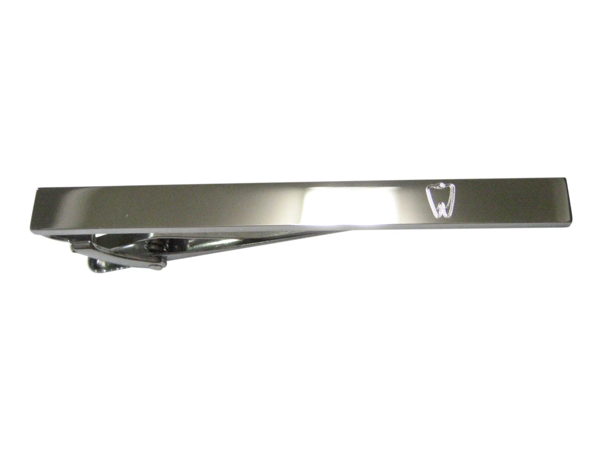 Silver Toned Etched Sleek Dental Tooth Tie Clip