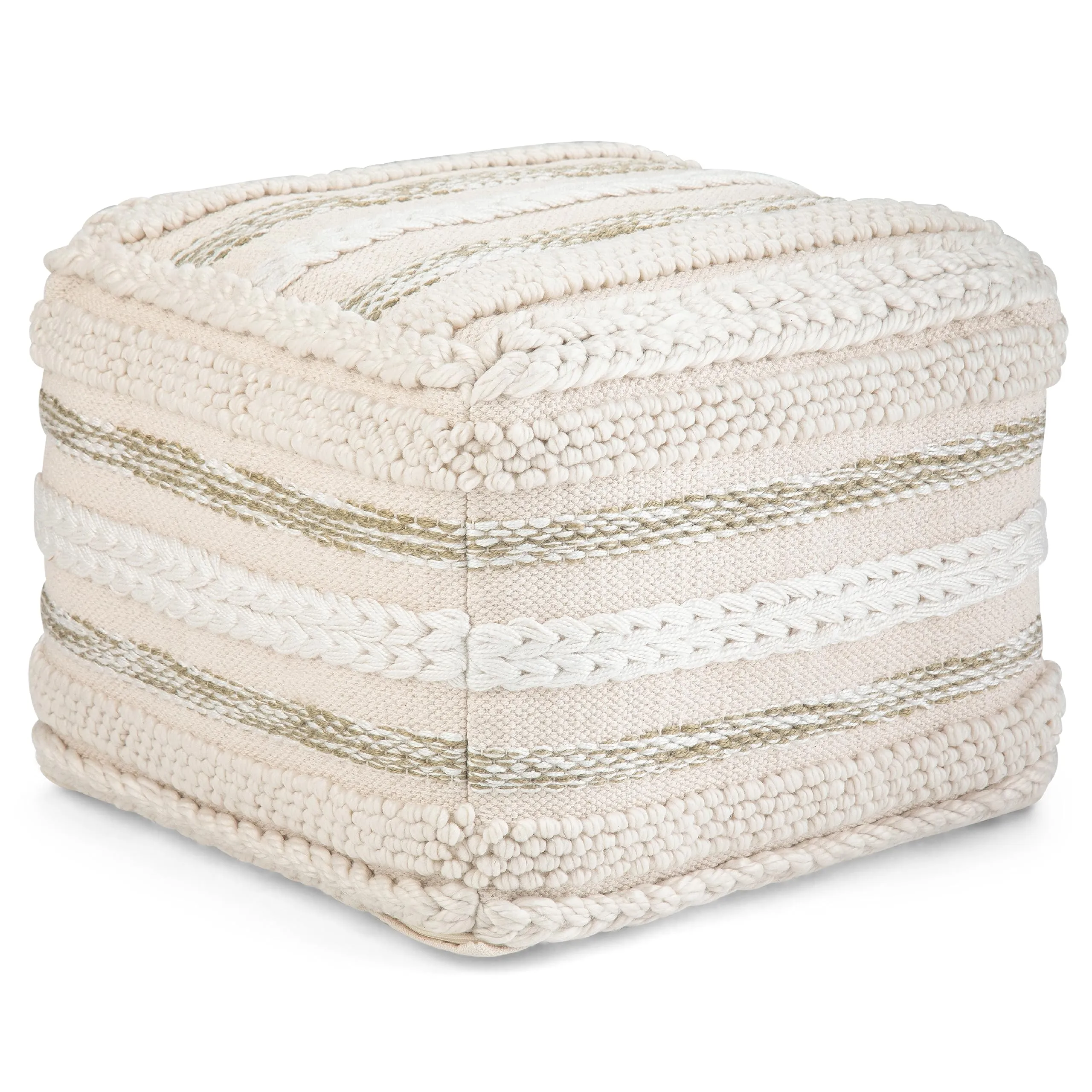 SIMPLIHOME Sommer Square Pouf Footstool Upholstered