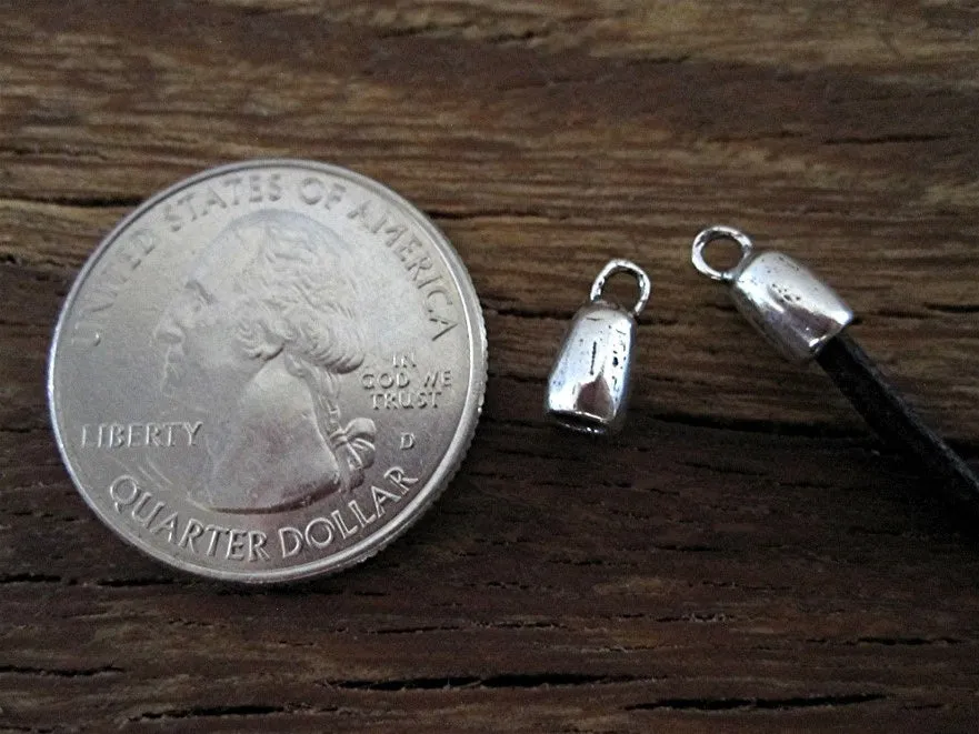 Small Artisan 2mm Jewelry End Caps in Sterling Silver (set of two)(N)