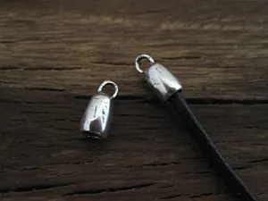 Small Artisan 2mm Jewelry End Caps in Sterling Silver (set of two)(N)