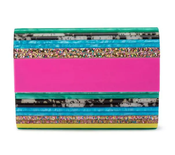Stacer Acrylic Foldover Clutch - Rainbow