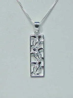 STERLING SILVER 925 HAWAIIAN 3 CUT OUT HONU TURTLE VERTICAL PENDANT