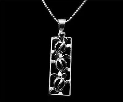STERLING SILVER 925 HAWAIIAN 3 CUT OUT HONU TURTLE VERTICAL PENDANT