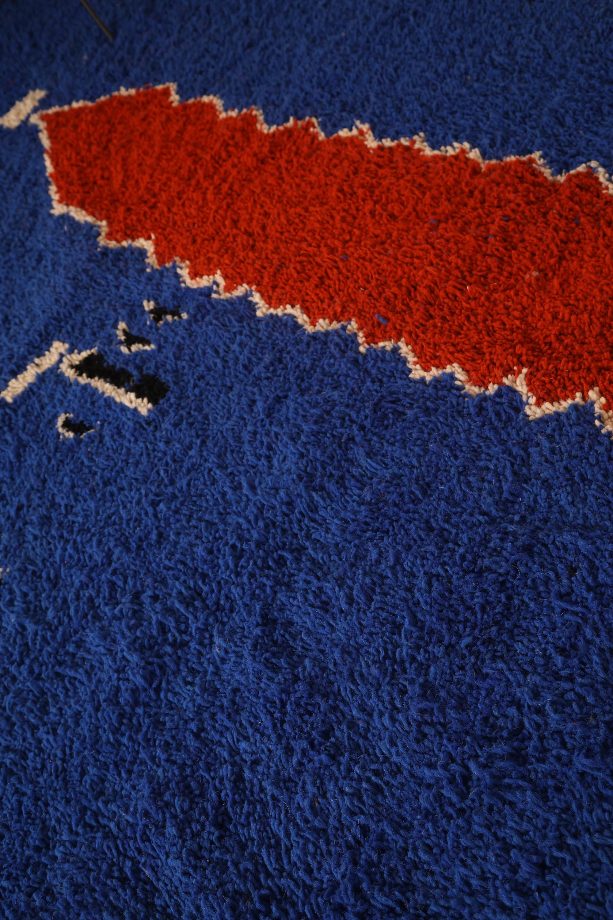 Striking Blue Moroccan Azilal Rug – 8 x 10.2 ft Handmade Art