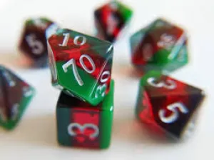 Striking March Bloodstone Layered Birthday Dice 7 Piece Set OOP