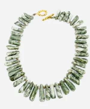 Striking Natural Green Kyanite Stone Statement Necklace