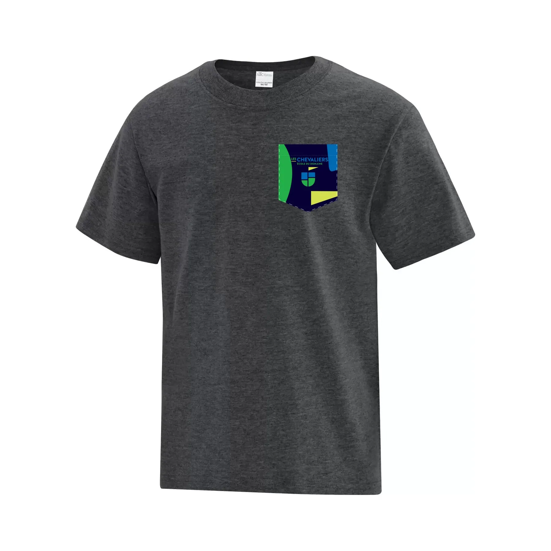 T-shirt gris foncé chiné à poche Chevalier - École du Domaine