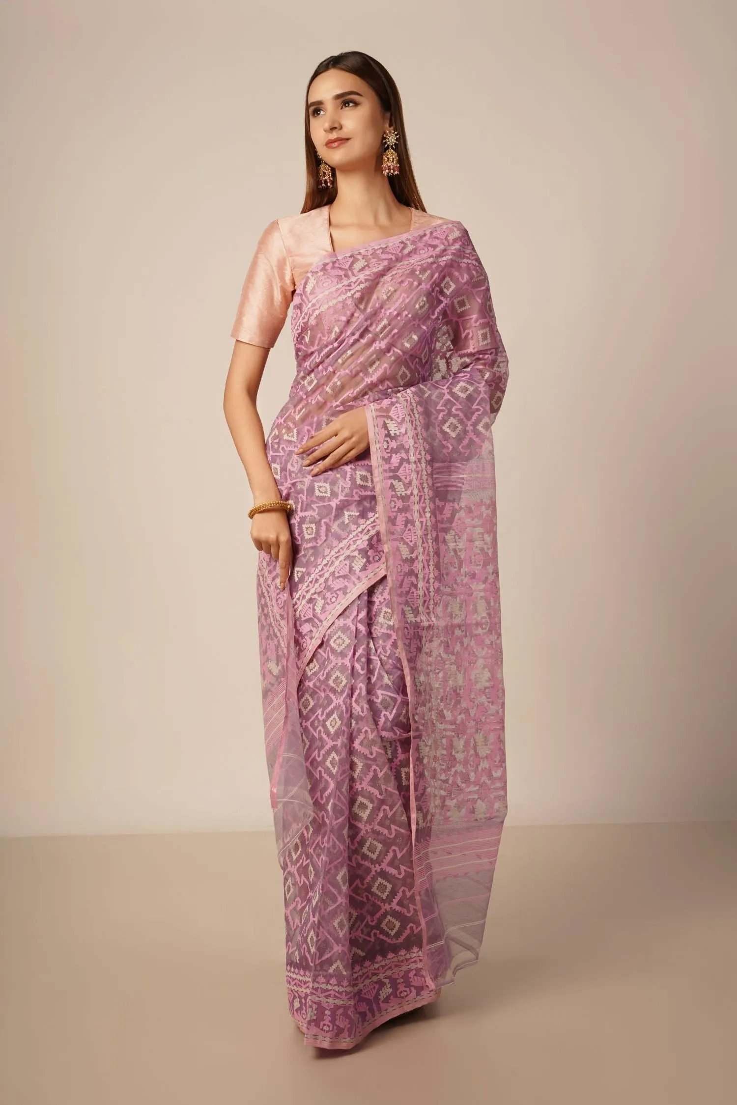 Thai Orchid Jamdani saree