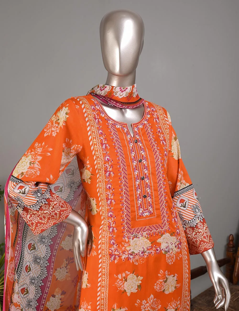 TMY-6A | Un-Stitched Embroidered Lawn Dress