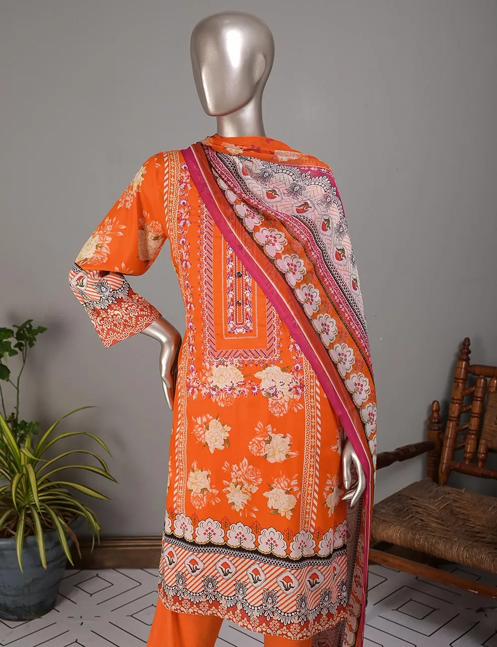 TMY-6A | Un-Stitched Embroidered Lawn Dress