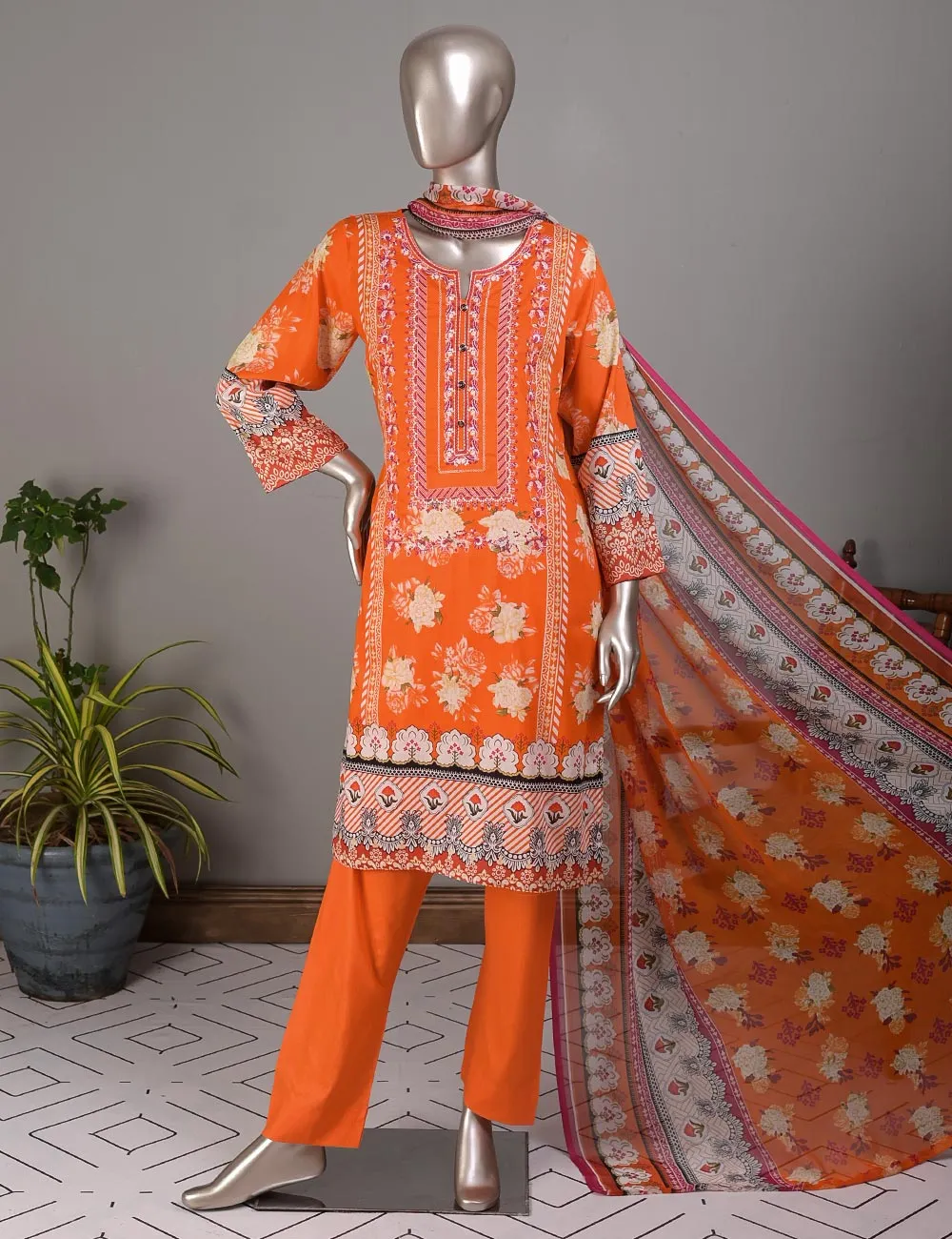 TMY-6A | Un-Stitched Embroidered Lawn Dress