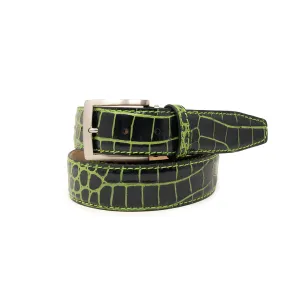 Two-Toned Mock Croc Belt - Black & Lime - 40mm - Up to 55"
