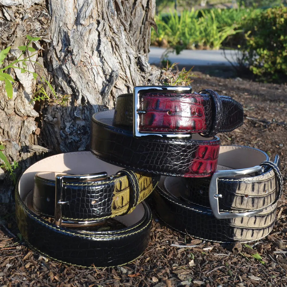 Two-Toned Mock Croc Belt - Olive - 40mm
