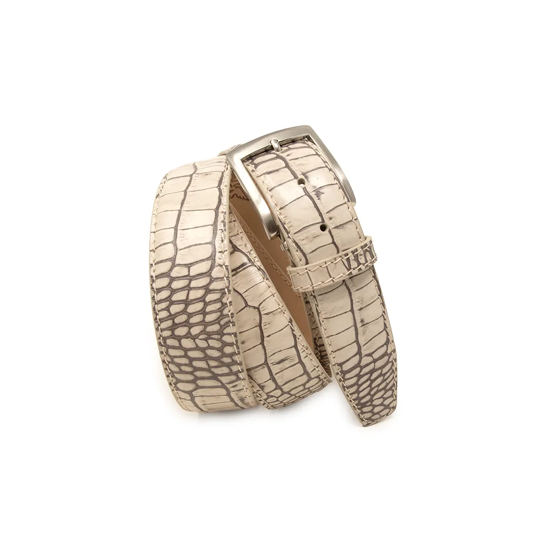 Two-Toned Mock Croc Belt - Stone - 40mm - Up to 55"