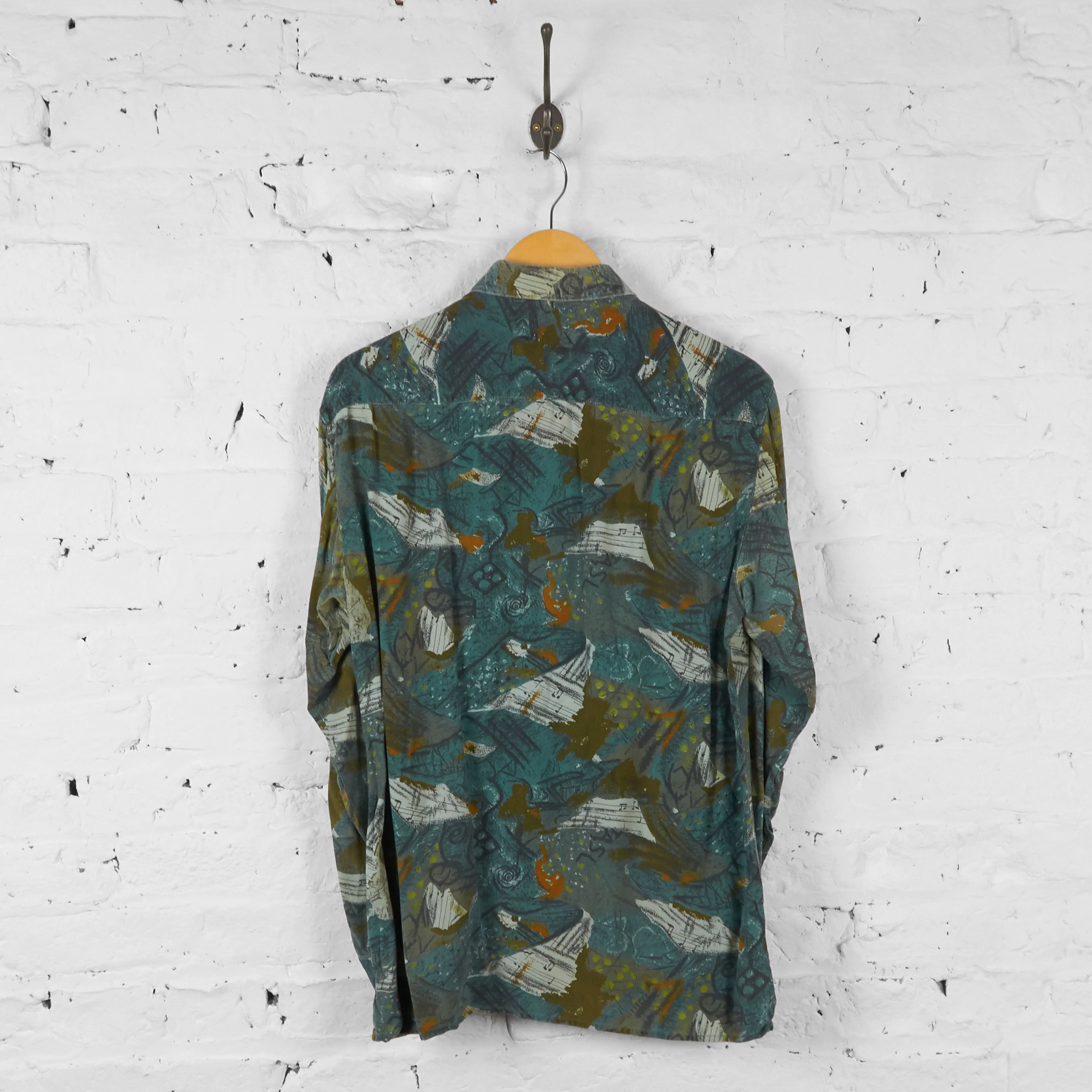 Vintage Patterned Party Shirt - Green - L