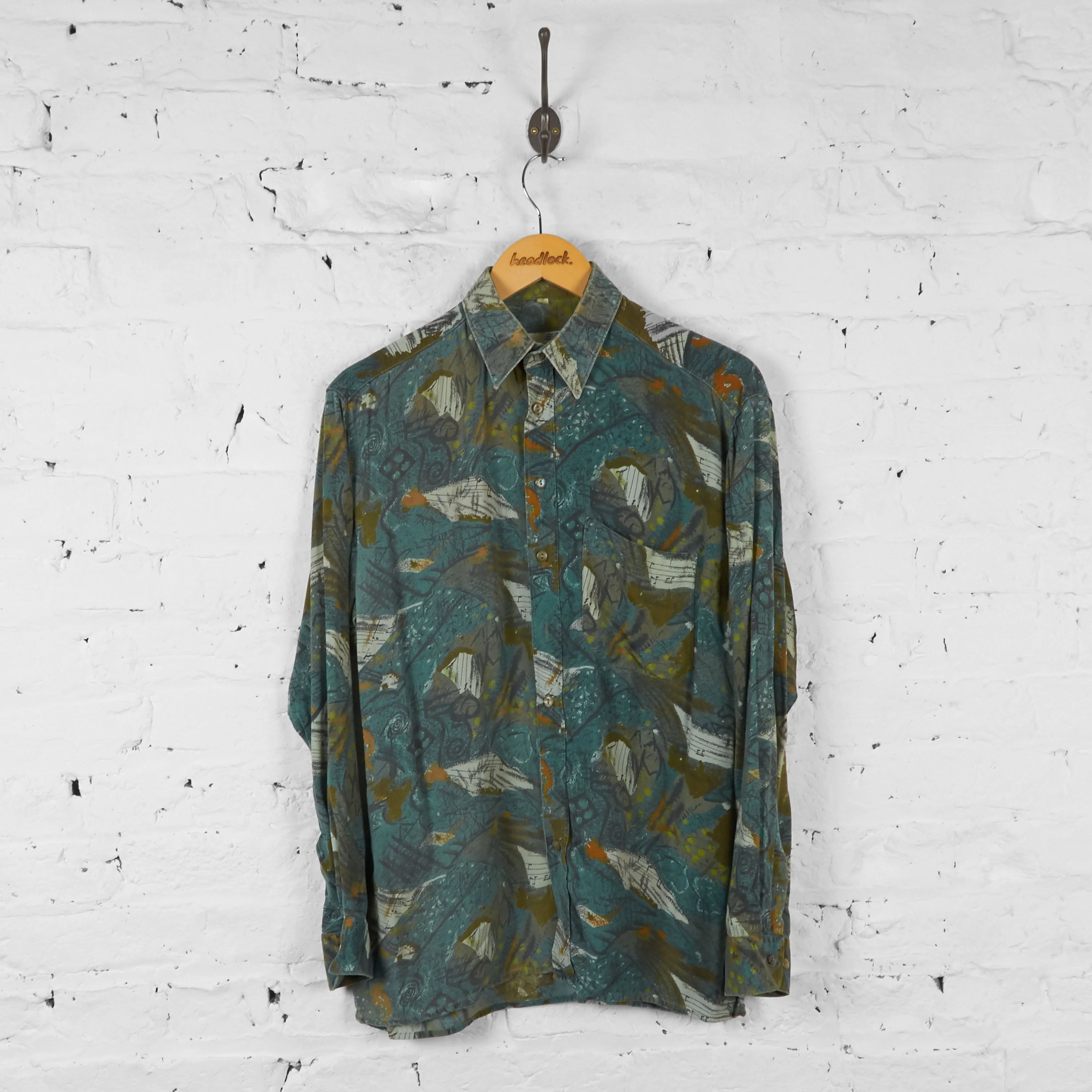 Vintage Patterned Party Shirt - Green - L