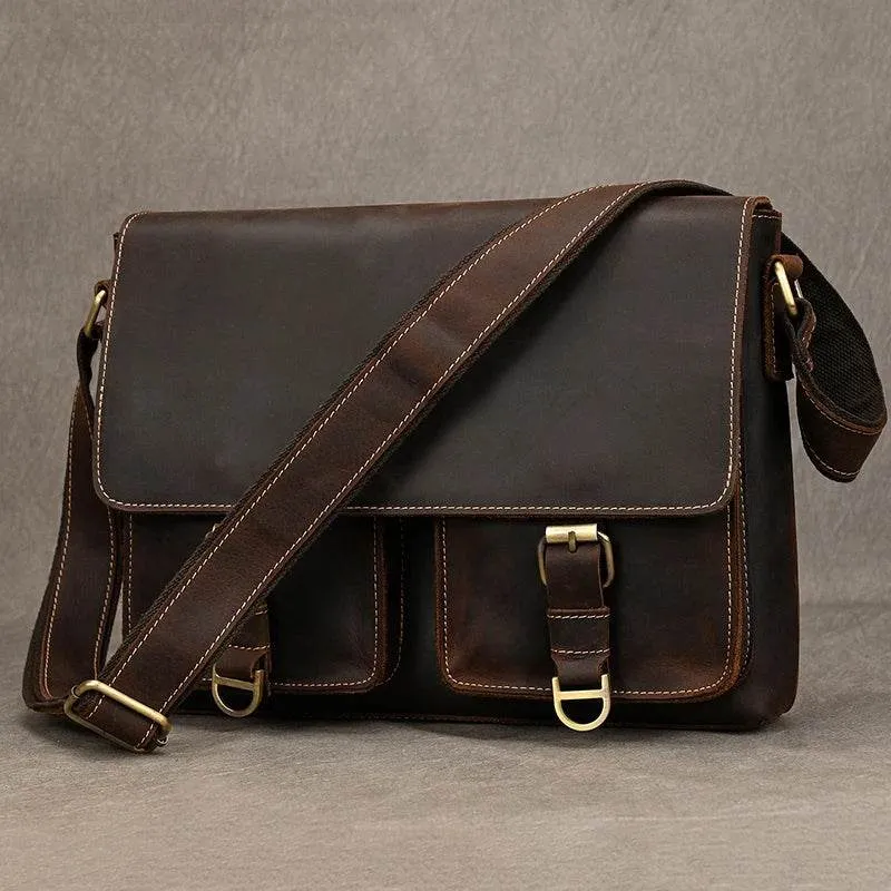 Vintage Real Leather Men's Crossbody Shoulder Bag Sling Bag